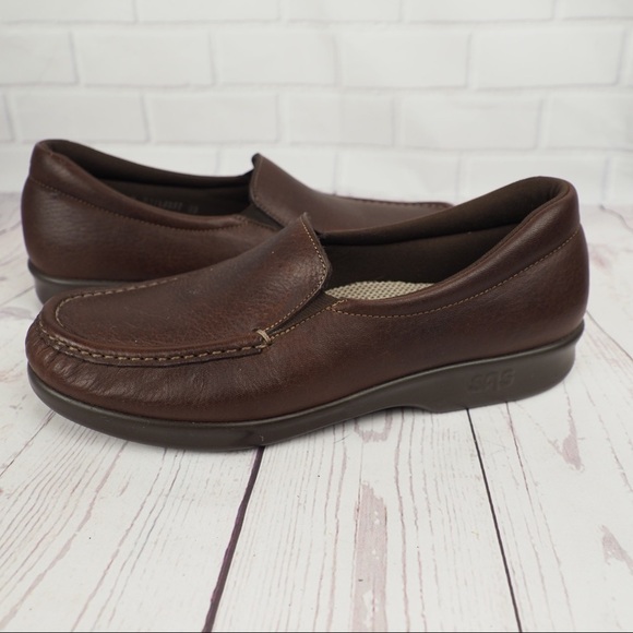 SAS sz 8.5N brown leather comfort loafers - Picture 2 of 12